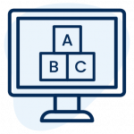 An icon of a PC monitor with children's building blocks on it.