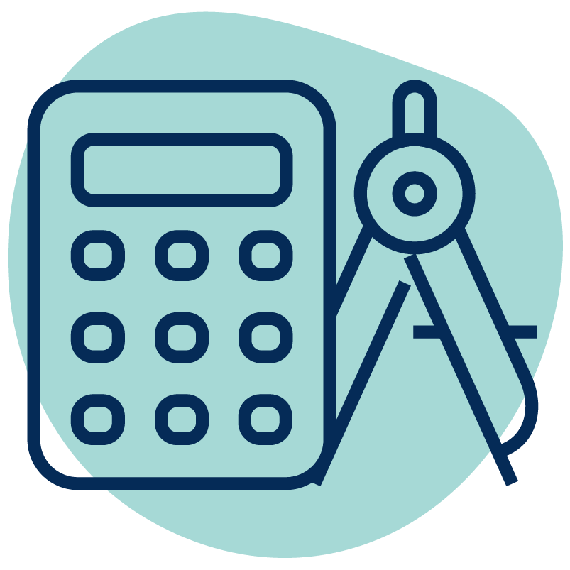 New Math Icon - Blob An icon of a calculator and a protractor.