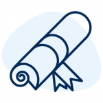 An icon of a wrapped up diploma.