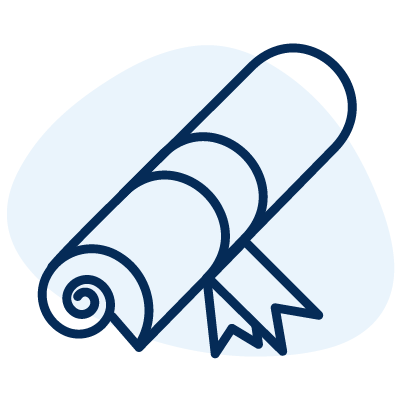 An icon of a wrapped up diploma.