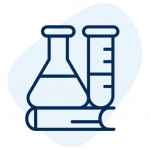 An icon of a beaker and a flask on top of a book.