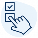 An icon of a hand cursor selecting checkboxes on a screen.