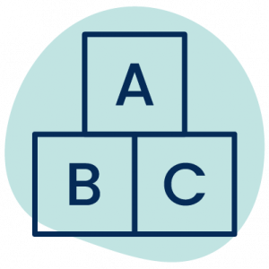 Early Childhood Icon - Teal An icon of children's building blocks.