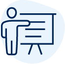Facilitation Guide An icon of a presenter pointing at a slide on their presentation board.