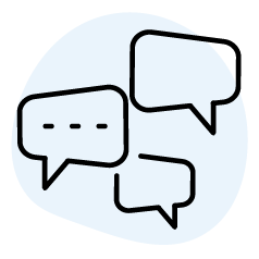 Three overlapping speech bubbles.